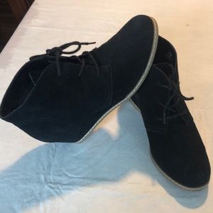 Black fabric booties